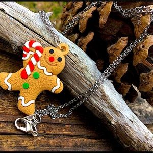 Gingerbread silver necklace handmade any size new!
